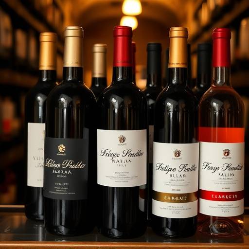 Bottiglie di vino rosso, bianco e rosato provenienti da diverse regioni italiane
