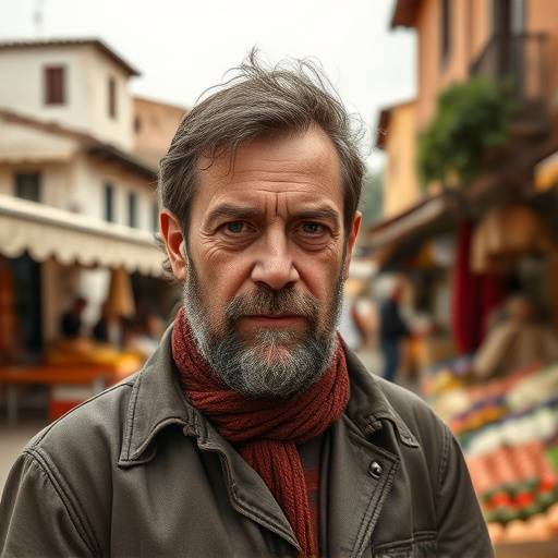 Ritratto di Marco Rossi, fondatore di Mercato d'Italia, sorridente e con lo sfondo di un mercato toscano.