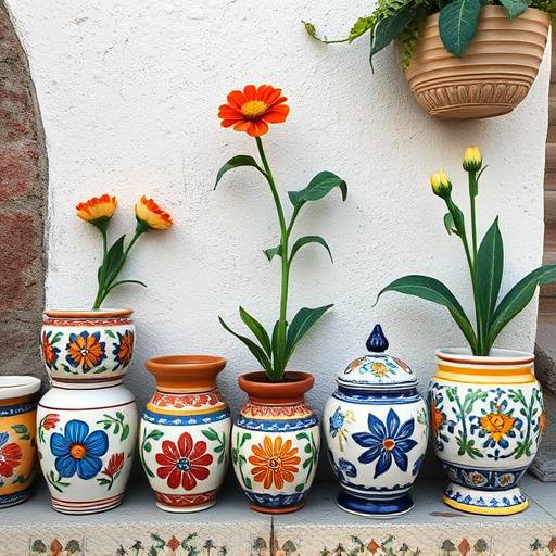 Set di ceramiche dipinte a mano, stile tradizionale siciliano